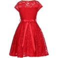 thumbnail image 2 of Lovely Floral Lace Rhinestones Skater Party Easter Flower Girl Dress for Little Girl Red 2 JK19.88S BNY Corner, 2 of 4