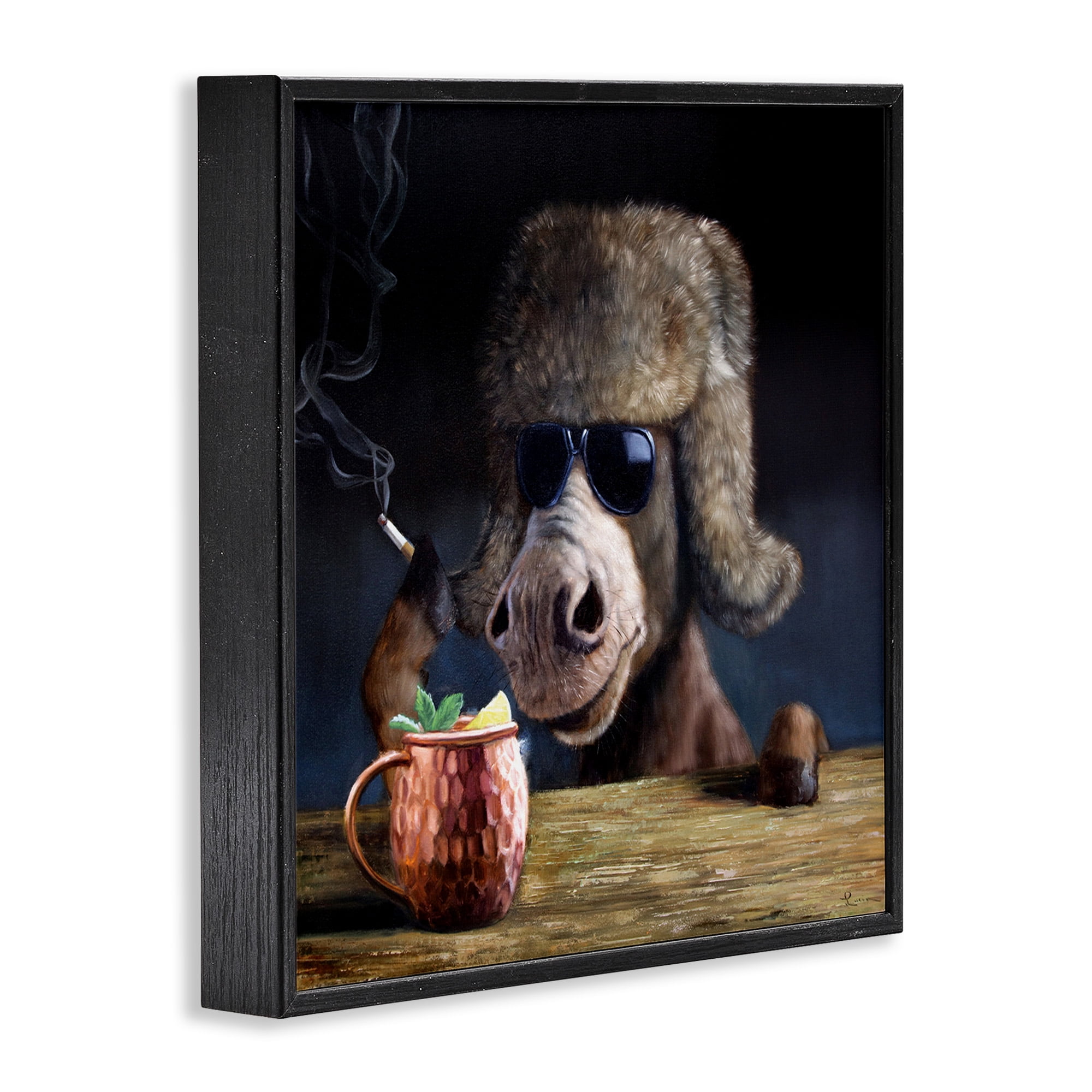 Stupell Industries Moscow Mule Funny Animal Animals & Insects Painting Black Framed Art Print Wall Art, 24 x 24