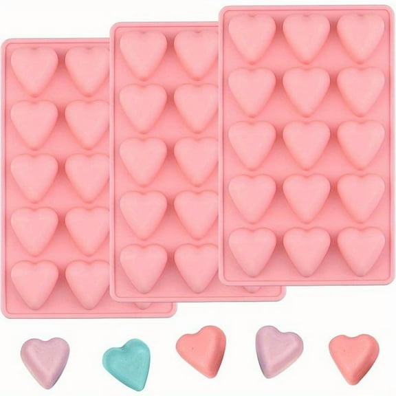 Heart Chocolate Molds 3 Pcs Valentine's Candy Molds Silicone Heart Mold for Resin Jelly Ice Cube Cupcake Cake Topper Decoration Chocolate Cake Baking Mold Mini Cakes Jelly Pudding Handmade Soap