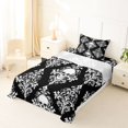 thumbnail image 5 of Homewish Spooky Halloween Skull Twin Sheets,Retro Damask Bedding,Black White,3pcs,1 Fitted Sheet and 1 Pillowcase, 5 of 6