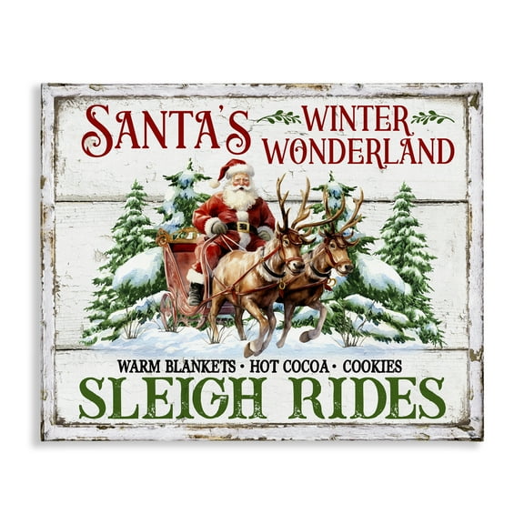Stupell Industries Winter Wonderland Sleigh Rides Holiday Painting Gallery Wrapped Canvas Art Prints Wall Art, 20 x 16