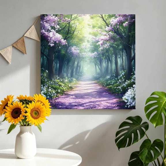 Canvas Wall Art Forest Canvas Art Print Flowers Pictures Wall Decor for Living Room Bedroom Artwork Decorations Stretched Framed Ready to Hang 8"x8"