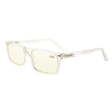 Eyekepper UV Protection, Anti Blue Rays, Spring Hinges Computer Eyeglasses（Yellow Tinted Lenses，Transparent） +1.0
