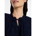 thumbnail image 5 of Time and Tru Women's Eyelet Embroidery Cotton Mini Dress with Flutter Sleeves, Sizes XS-XXXL, 5 of 6