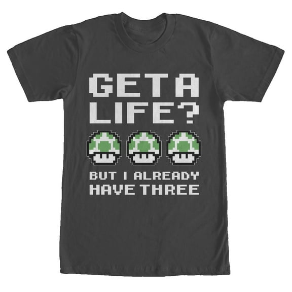 Men's Nintendo Mario Three Lives  Graphic Tee Black Small