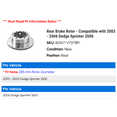 thumbnail image 2 of Rear Brake Rotor - Compatible with 2003 - 2006 Dodge Sprinter 3500 2004 2005, 2 of 2