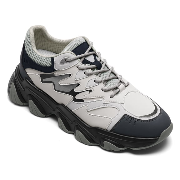 CMR CHAMARIPA Men's Hidden Heel Shoes | Grey Casual Elevator Sneakers 7CM / 2.76 Inches