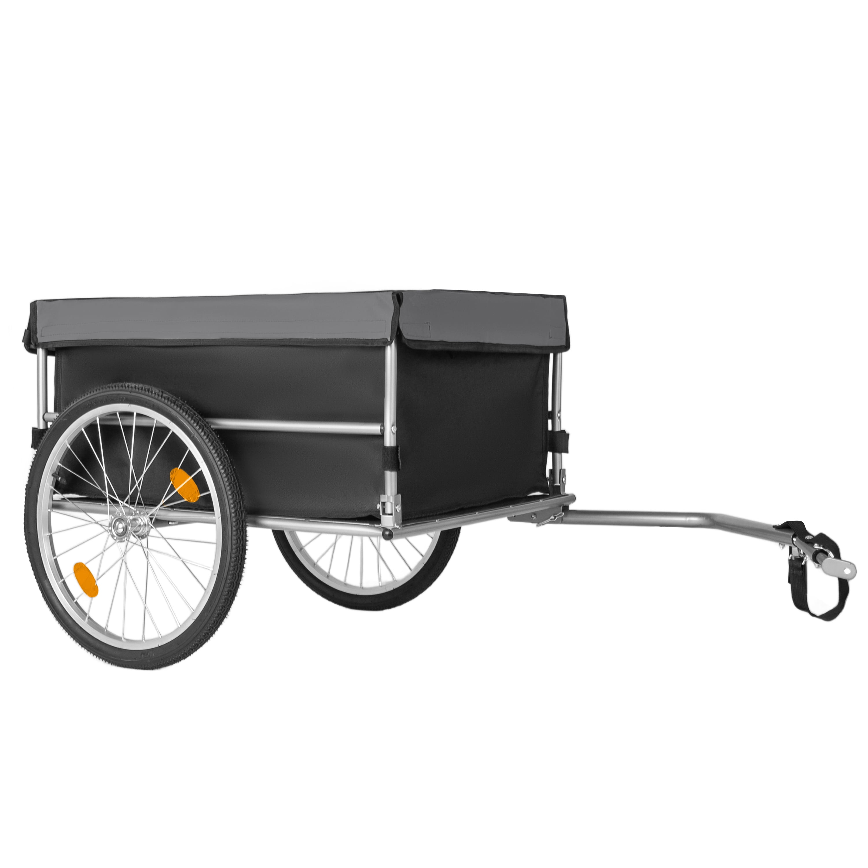 Foldable Bicycle Cargo Trailer, 20" Wheels, Removable Cover, Folding Frame Quick Release, 120LBS Load for Luggage/Tools/Groceries