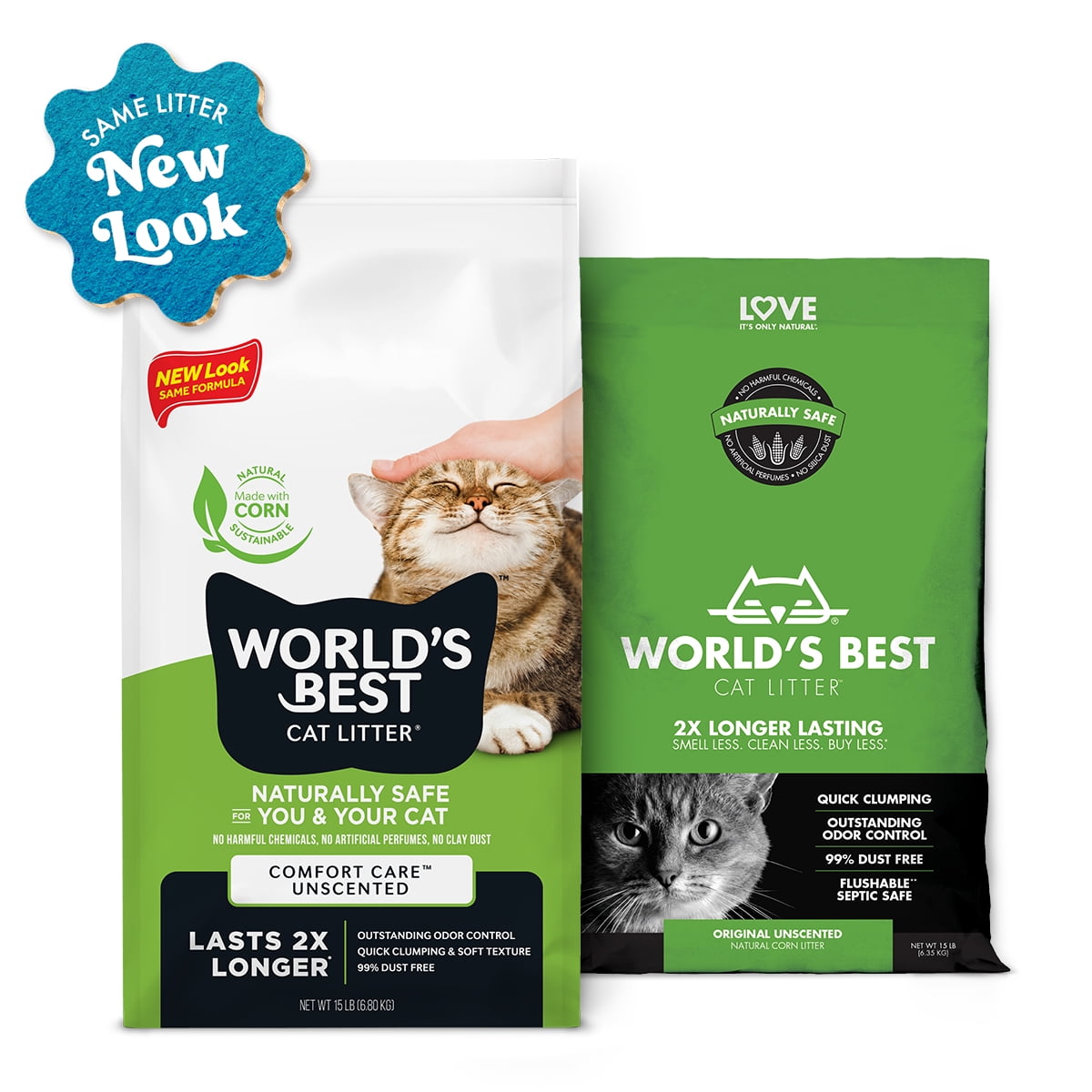 World s Best Cat Litter Comfort Care Unscented Cat Litter Flushable 99 Dust Free Clumping 28 lb Walmart