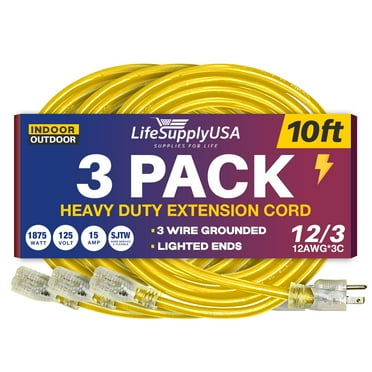 Conntek 20-Amp Outdoor Extension Cord – NEMA 5-20P To 5-15/20R, 12/3 SJTOW Cable, T-Blade Receptacle