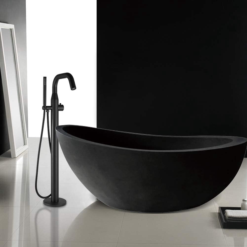 HEATGENE Bathtub Faucet Freestanding Tub Filler Single Handle Floor Mounted Faucets with Handheld Shower Matt Black…