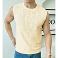 thumbnail image 2 of HOOMEUMY Men's Summer Slim Fit Solid Color Knitted Tank Top Basic Crew Neck Sleeveless Pullover Tank Top Beige XL, 2 of 8