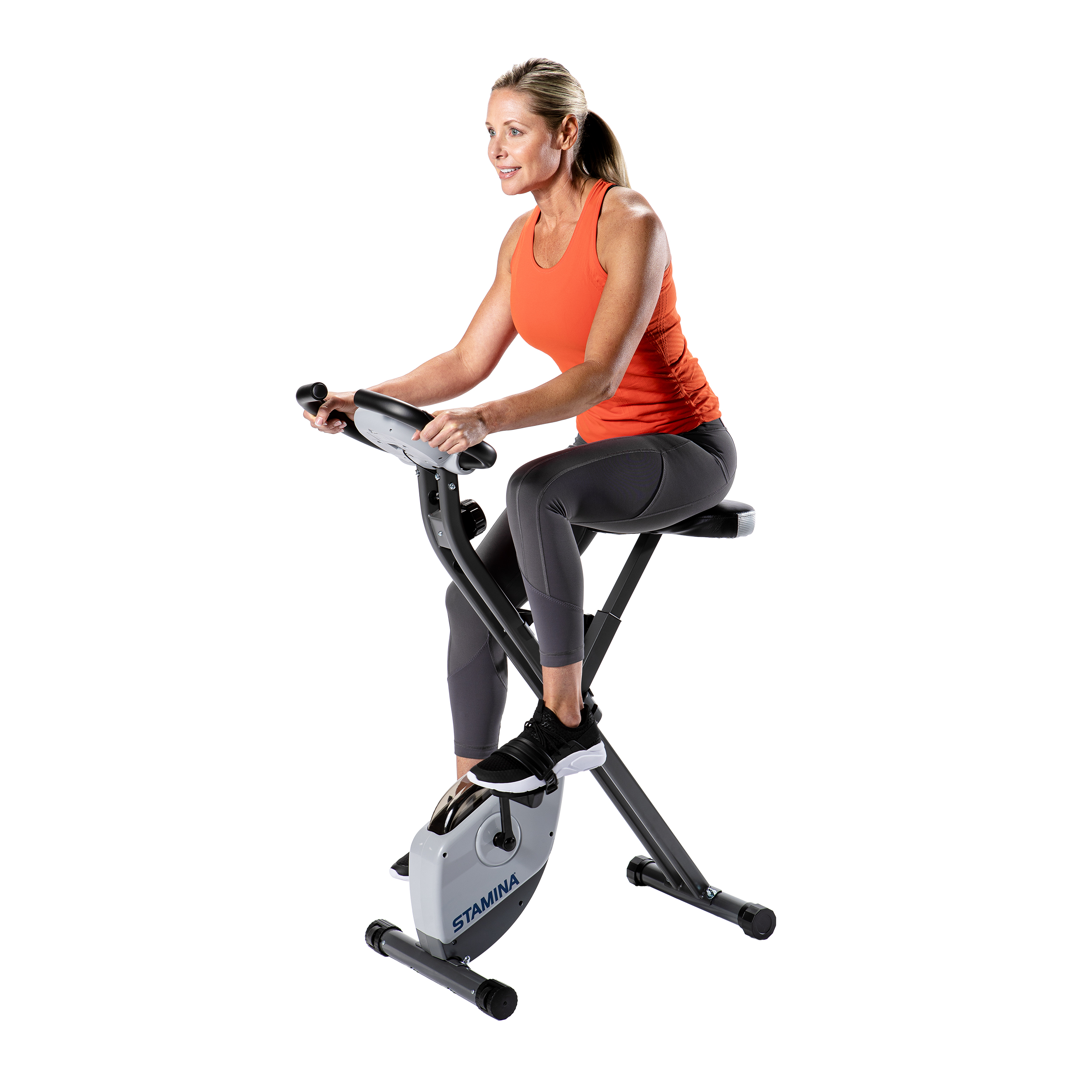 Stamina Folding Cardio Upright Exercise Bike with Heart Rate Sensors and Extra Wide Padded Seat - image 4 of 8