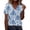 ❧449-Blue, variant on Women's Printed Short Sleeve V Neck Casual Loose Fit Top Soft Breathable Lightweight Cotton Blend Summer Daily Wear Pullover Blouse