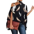 thumbnail image 1 of Chemise à Imprimé Mode, Col Roulé Femme une Épaule Blouse Oversize Femmes Col Roulé une Épaule Top Efficacité Optimale, 1 of 5