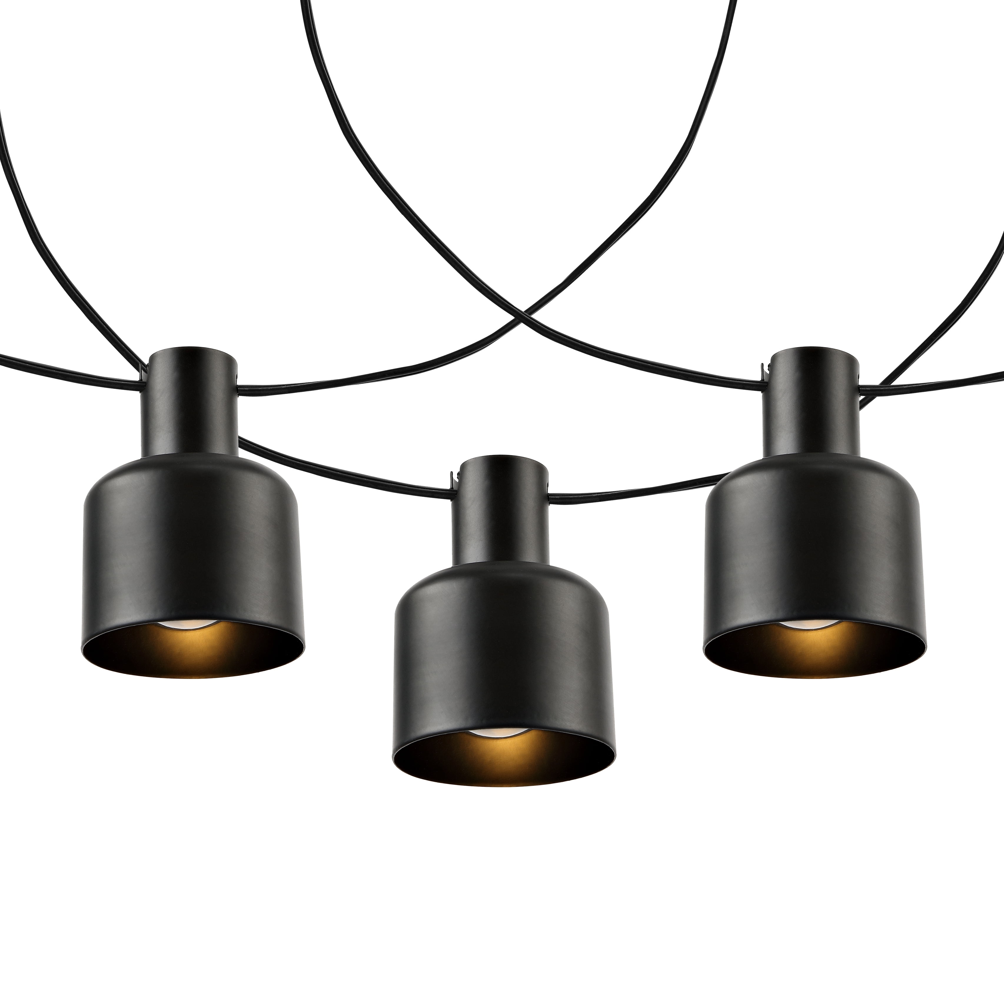 SAFAVIEH Adaner 10-Light G40 Black Plastic Outdoor String Light with Black Shade
