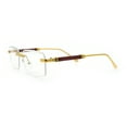 thumbnail image 6 of Mens Hustler Rimless Narrow Rectangle Metal Rim Fashion Eyeglasses Gold Brown, 6 of 8