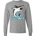 thumbnail image 3 of Inktastic Great White Shark Jumping Long Sleeve T-Shirt, 3 of 5