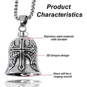 Guardian Bells for Motorcycle Rider Bikers,Motorcycle Bell Cross Key Chain,Punk Biker Style,Luck Angel Gremlin Keychains for Gifts (H19)