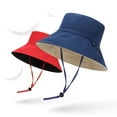 thumbnail image 6 of Summer Sun Hats, Women Fisherman Hat Round Shape Flat Top Solid Color Cap, 6 of 8