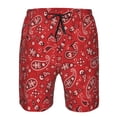 thumbnail image 3 of Fotbe Red Paisley Floral Trajes de Baño Estampados para Hombre, Shorts de Verano de Secado Rápido, Ropa de Playa, Bañadores-XX-Large, 3 of 6