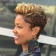thumbnail image 1 of Short Two Tone Color Synthetic Hair Wig Short Curly Wig With Bangs Short Pixie, 1 of 1