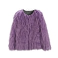 thumbnail image 2 of Miluxas Girls Open Front Cardigan Faux Fur Coat Warm Fuzzy Trendy Winter Vintage Parka Shaggy Party Outerwear Jackets Tops Purple 140, 2 of 4