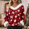 thumbnail image 7 of larppty Christmas Shirt Women Sexy Fur Trim Vneck Xmas Top Holiday Party Blouses Long Sleeve Pullover Xmas Holiday Costume 2025 Fashion (Wine, S), 7 of 7