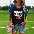 thumbnail image 3 of Uootdi Game Day Tops for Women Short Sleeve V Neck Football Print Casual Outings Weekend Brunch Loose Tees Blouses Clothes Gift, 3 of 6