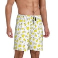 thumbnail image 2 of Balery Yellow Lemon Leaves Pantalones cortos de pijama de punto de algodón para hombre con cinturilla y bolsillos-Large, 2 of 6