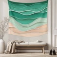 thumbnail image 5 of Geometric Green Tapestry for Bedroom Wall Hanging Tapestry, Ocean Wave Stripes Modern Abstract Beach Ceiling Backdrop Tapestries Poster Blanket Wall Decor for Teens Room Living Room Dorm 59" x 90", 5 of 8