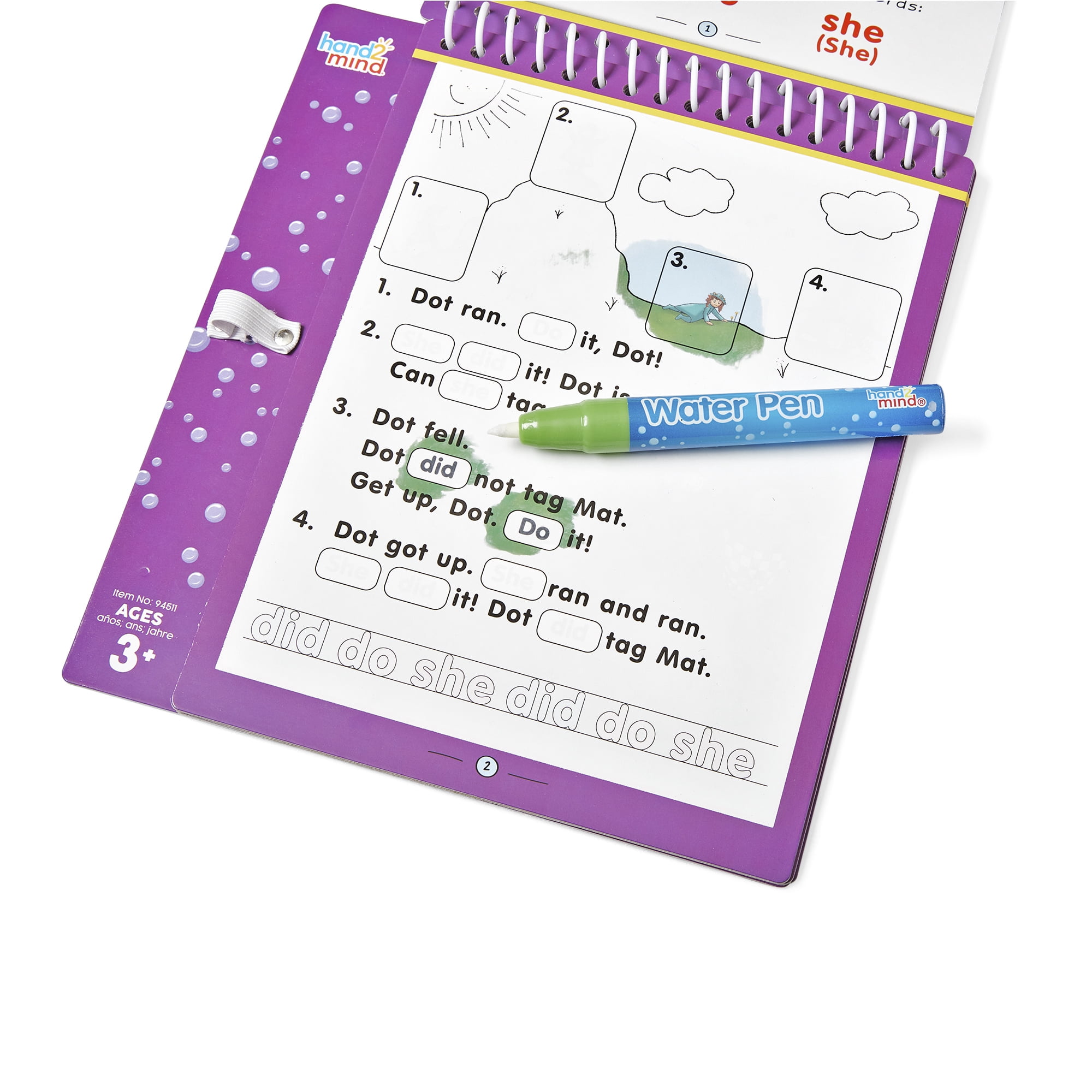hand2mind Bob Books Water Workbook- Sight Words Kindergarten 3, Water Reveal Coloring Book for Toddlers, Mess Free Painting, Learn to Read, Quiet Time Activities for Kids 3-5, Kids Travel Must Haves