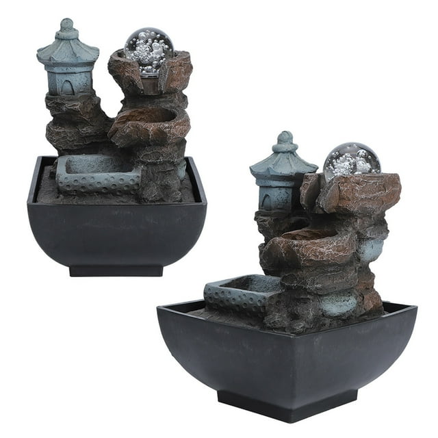 LED Illuminated Waterproof LED Desktop Fountain, Desktop Fountain, Quiet Submersible Pump For Landscape Office Home Feng Shui Decoration Type 9111 US Plug 110V