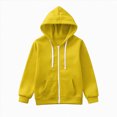 thumbnail image 4 of KPOPLK Baby Boys Zip Up Hoodie Toddler Boys Jacket Solid Winter Long Sleeve Hooded Sweatshirt Tops Fall Coat Kids 1-9 Years Yellow Size 9-10 Years, 4 of 7