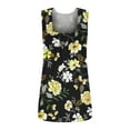 thumbnail image 4 of Wycnly Womens Tank Tops Trendy Pleated Swing Breathable Comfy Tunic Tank Tops Summer Fashion Flowers Print Square Neck Sleeveless Shirts Blouse Black XL, 4 of 5