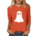 thumbnail image 2 of CLOISE Halloween Tops Women Fashion Halloween Ghost Print Blouses 3/4 Sleeve Crewneck Tees Basic Tunic Comfy Tops Boo Holiday Clothes Fall Gift, 2 of 5