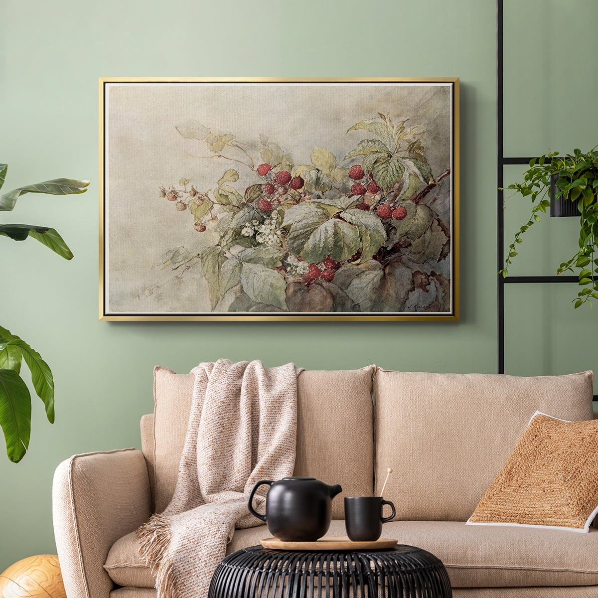 Vintage Botanical Print-V By Wexford Home Framed in Gold Wood Gallery Wrapped Canvas 27 in. x 41 in.