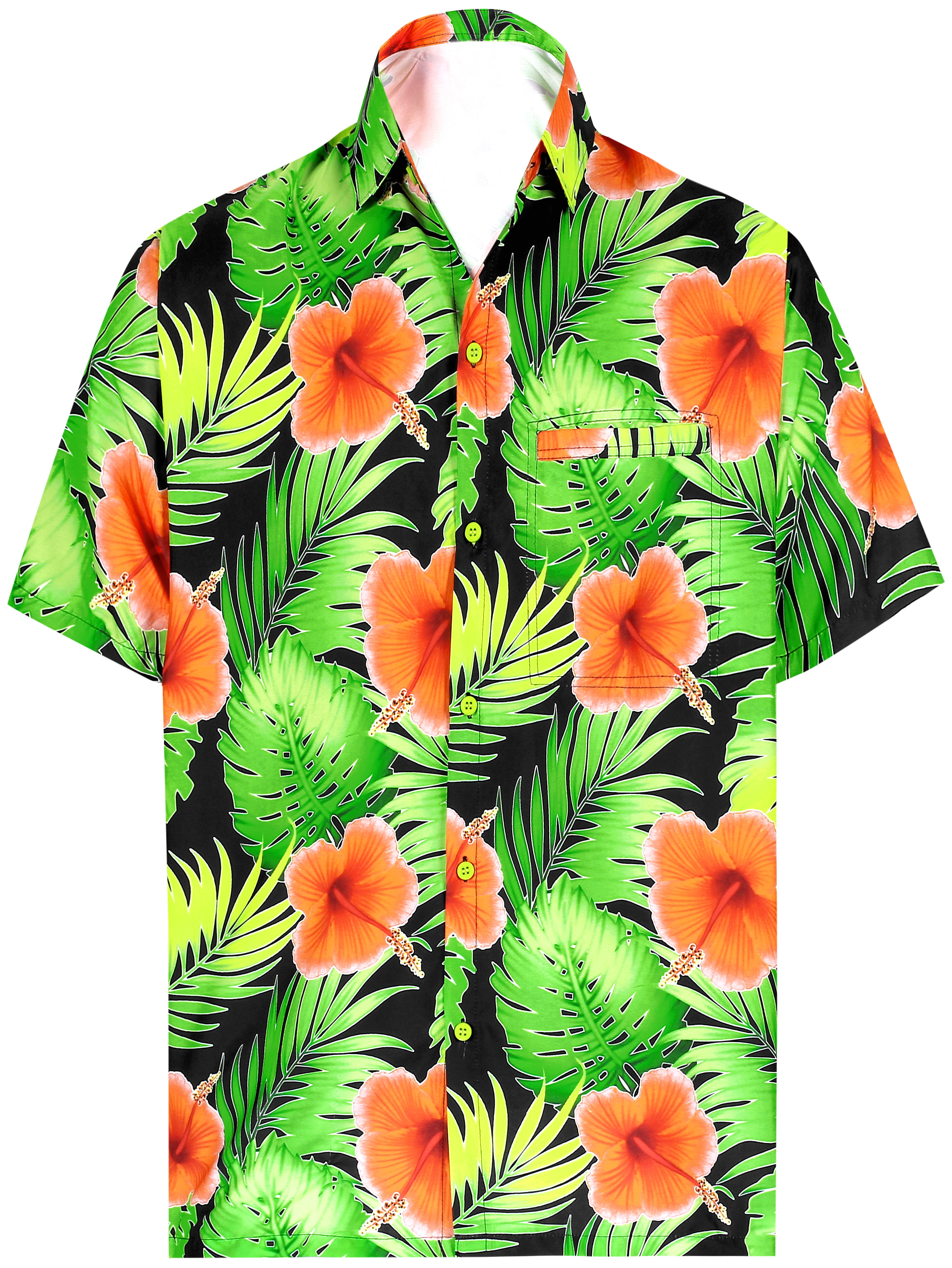HAPPY BAY Men's Hibiscus Flower Button 