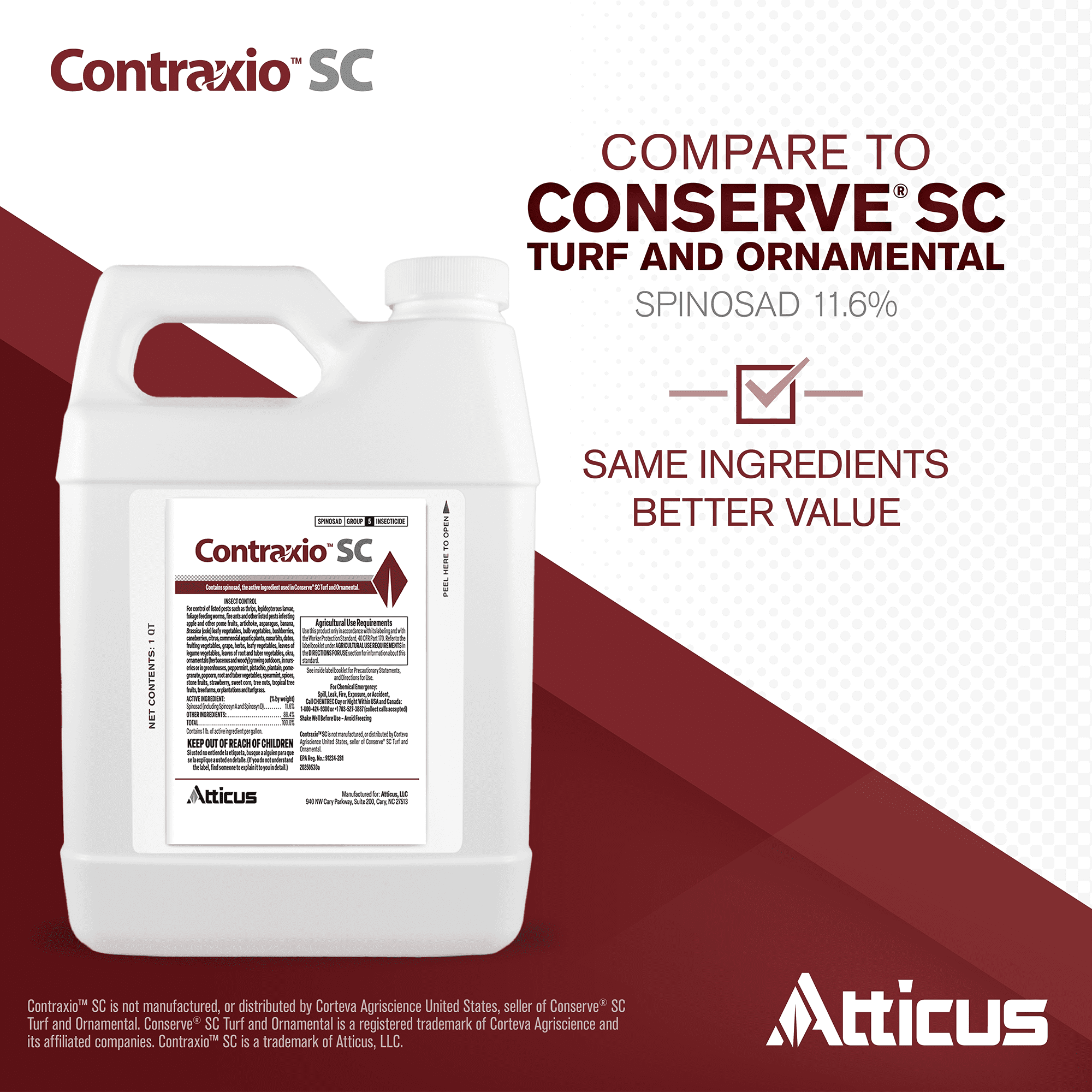 Contraxio SC Insecticide with Spinosad (32 OZ) Natural Pest Control for Lawn, Landscapes and Gardens by Atticus