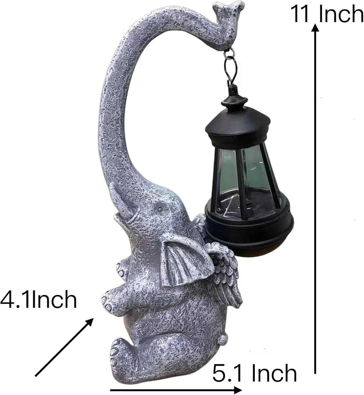 Elephant Solar light Garden Statue, Handmade Resin Lucky Elephant Sculpture Outdoor Lantern ,Figurine Decor for Patio, Yard & Indoor ,
