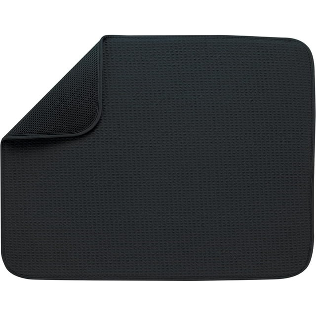Absorbent Reversible XL Microfiber Dish Drying Mat for Kitchen x Charcoal