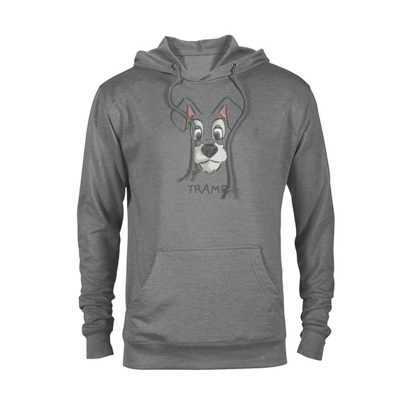 Disney Tramp Drawing Lady and the Tramp Costume - Pullover Hoodie for Adults -Customized-Graphite Heather