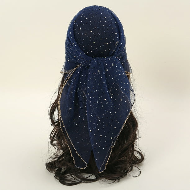 Pañuelo para la cabeza con decoración de purpurina para mujer, estilo peludo