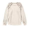 thumbnail image 5 of EDFBUYKRS Female Sweaters Womens Sweaters Hoodies Ribbed V Neck Pullover Sweatshirts for Fall Outfits Fall Sweater L, 5 of 5