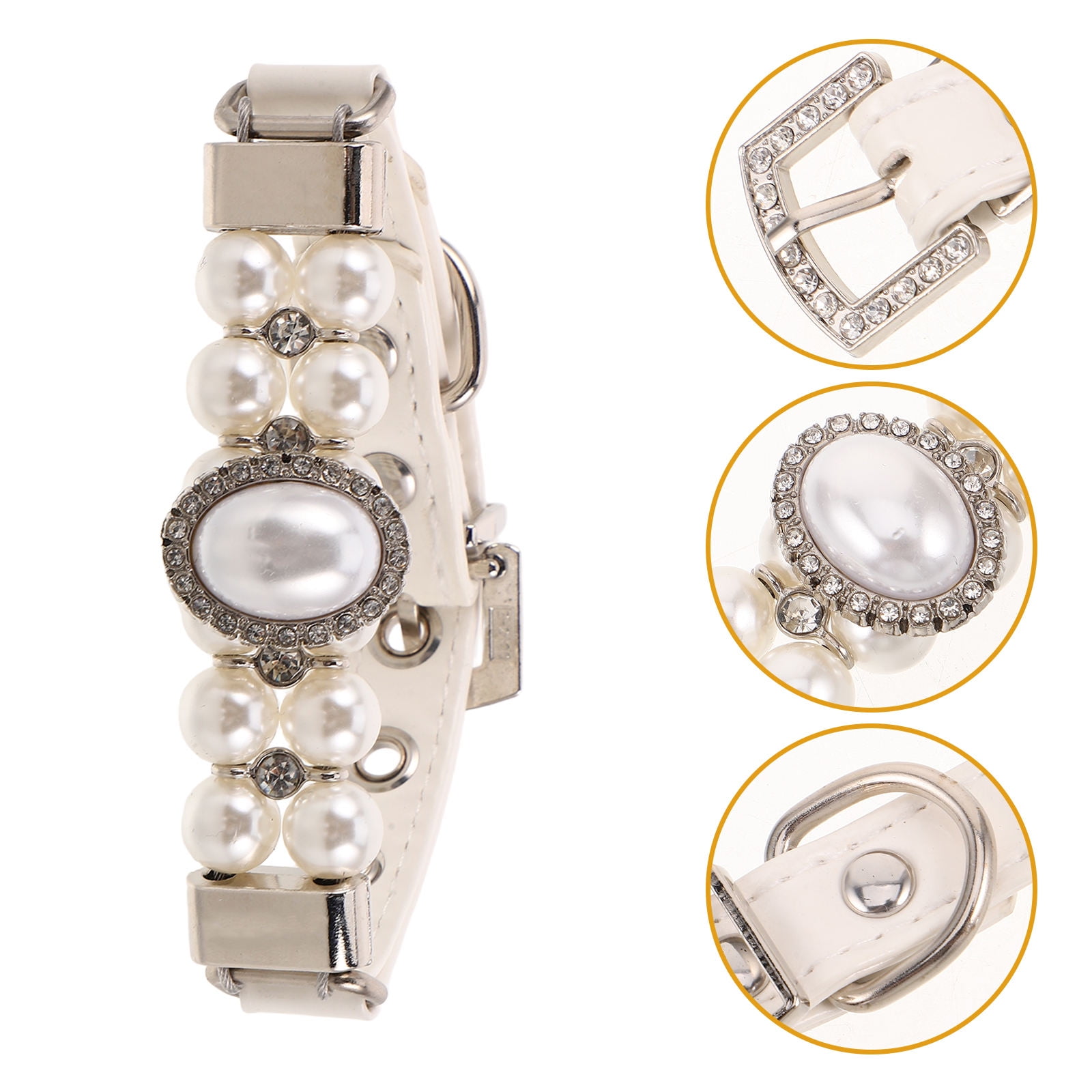FOMIYES White Rhinestone Pet Collar XS 1.5x28cm Stylish Comfortable