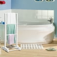 thumbnail image 3 of Gymax 3-Bar Acacia Wood Towel Rack Freestanding Bathroom w/ Bottom Storage Shelf White, 3 of 9