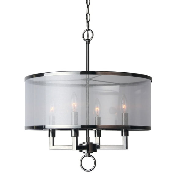 Woodbridge Lighting 15514ATN Jamison 4-Light Organza Shade Pendant Chandelier