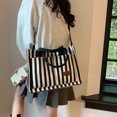 thumbnail image 3 of Bolso Mano para Mujer Hobo Elegante Lona ​​bolso Informal A Rayas Gran Capacidad, 3 of 9