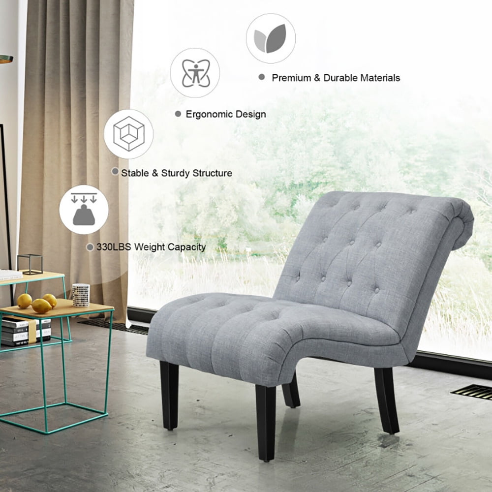 Finihen Armless Accent Chair, Cotton Linen Fabric Armless Accent Chair with Adjustable Foot Pads, for Living Room, Bedroom, Light Gray Finihen Armless Accent Chair, Cotton Linen Fabric Armless Accent Chair with Adjustable Foot Pads, for Living Room, Bedroom, Light Gray