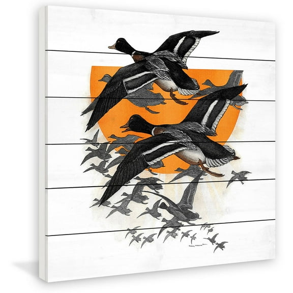 Marmont Hill "Flock of Geese" Painting Print on White Wood